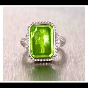 Judith Ripka Green 925 Sterling Silver Ring Size 5
